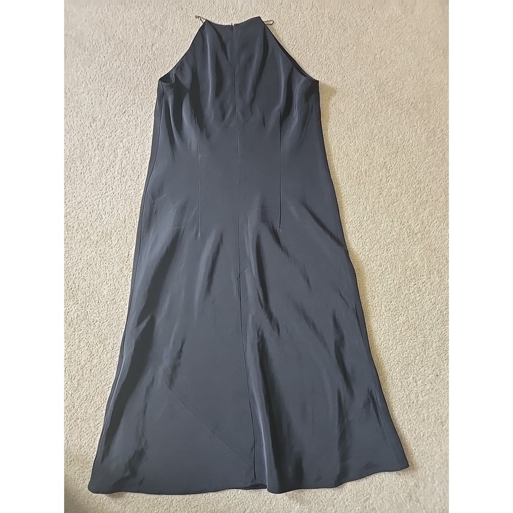 Ralph Lauren 100% Silk Black Cocktail Dress Size 10 Rhinestone Strap & neckline - Picture 10 of 14